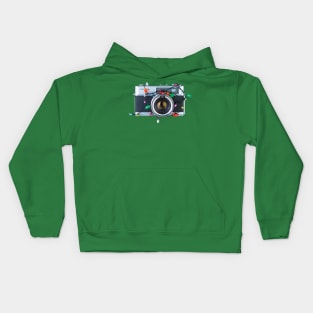 Christmas Lights Vintage Camera - painterly style Kids Hoodie